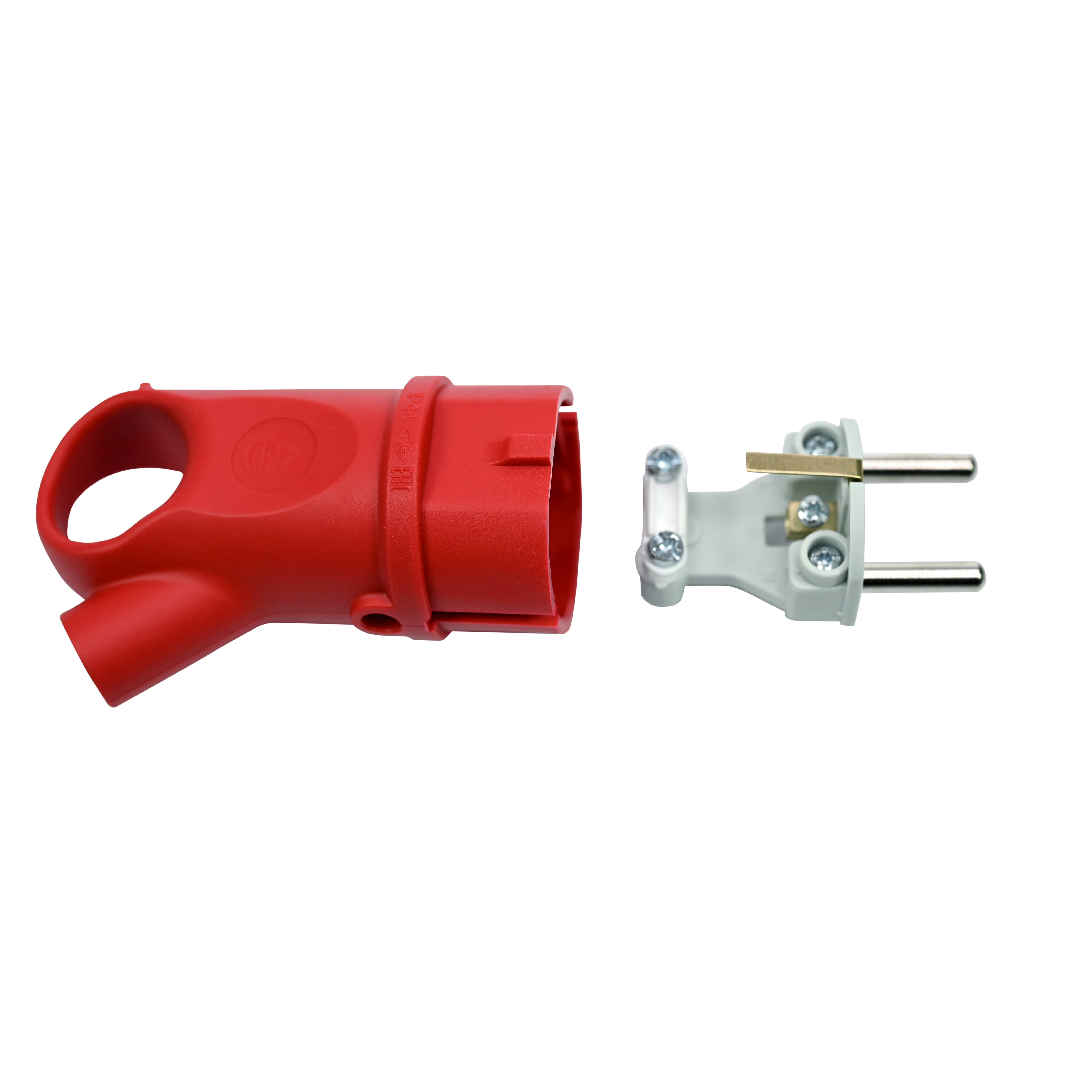 MULTISET Вилка 2К+З угловая каучуковая 16 А/250 В IP44 КРАСНАЯ