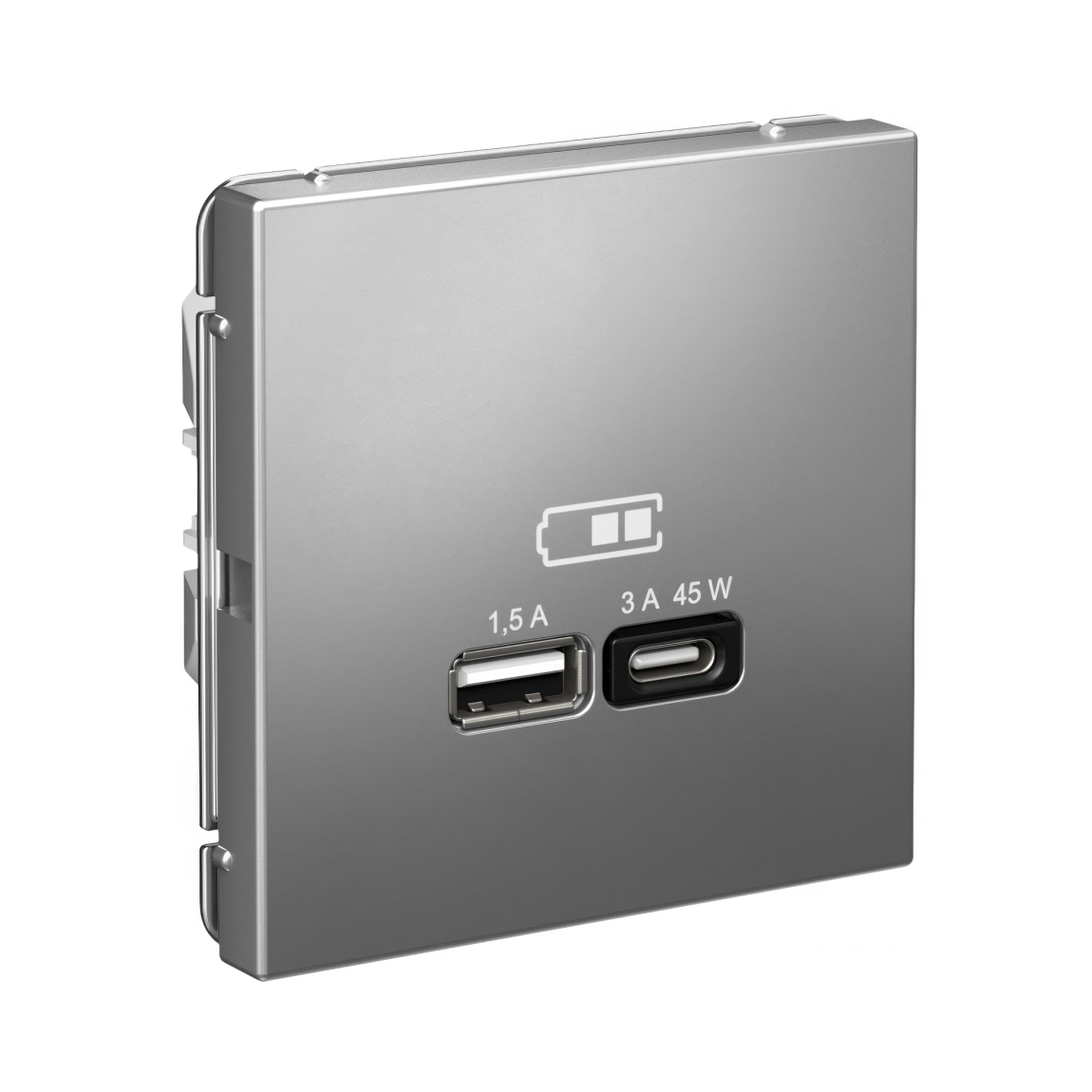 ARTGALLERY USB РОЗЕТКА A + тип-C 45Вт высокоскор.заряд. QC, PD, механизм, СТАЛЬ
