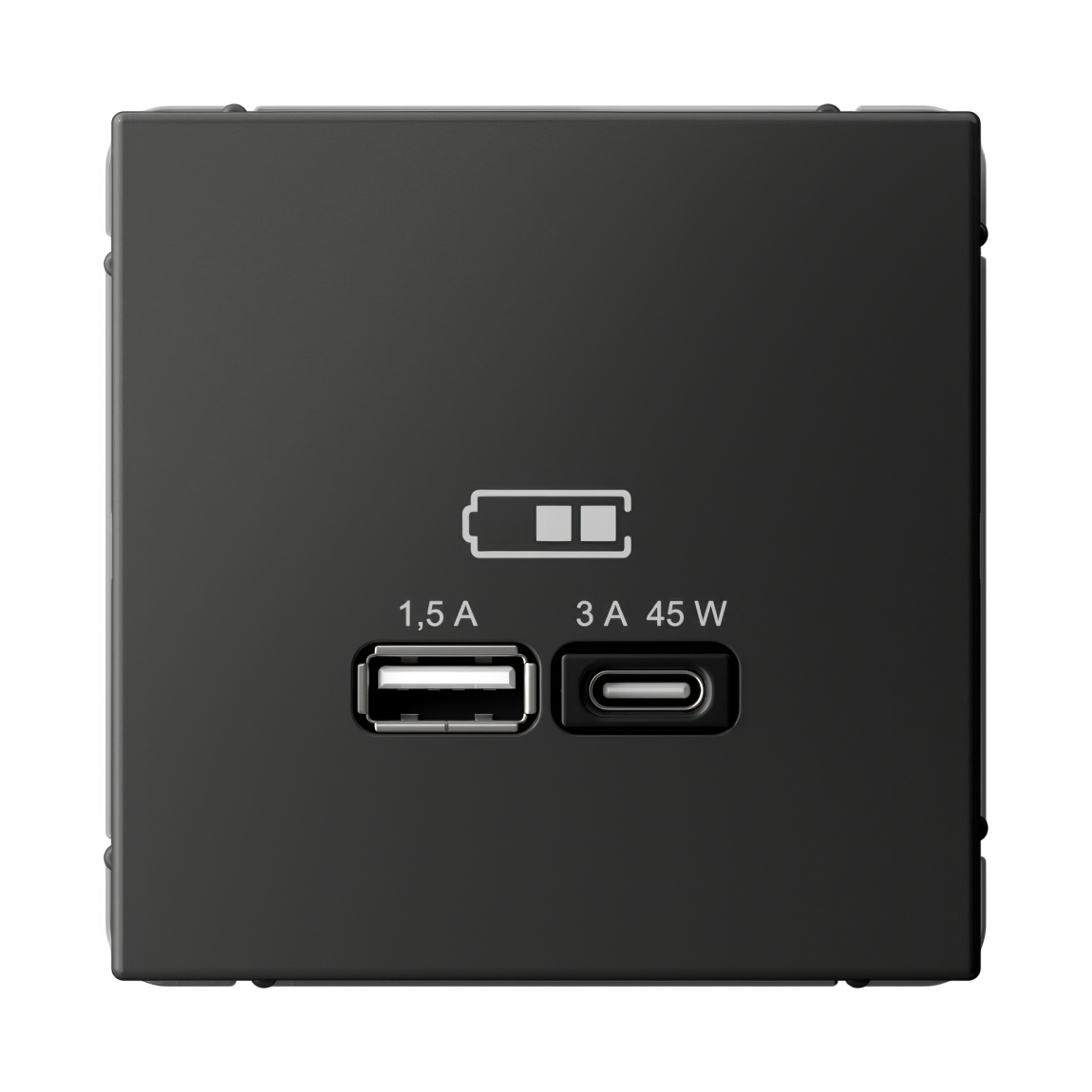ARTGALLERY USB РОЗЕТКА A + тип-C 45Вт высокоскор.заряд. QC, PD, механизм, БАЗАЛЬТ