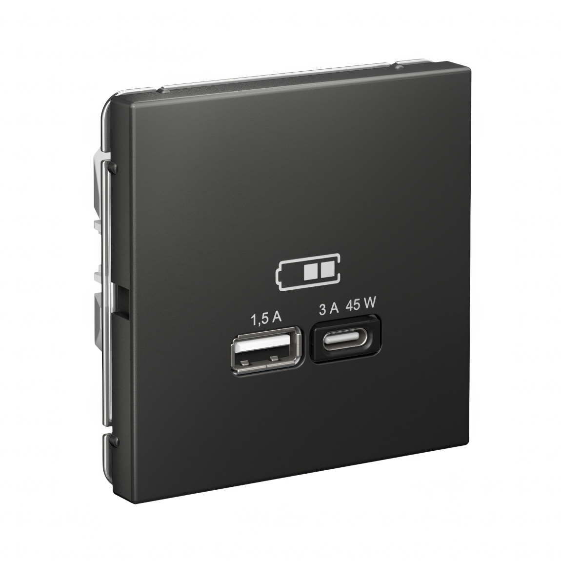 ARTGALLERY USB РОЗЕТКА A + тип-C 45Вт высокоскор.заряд. QC, PD, механизм, БАЗАЛЬТ