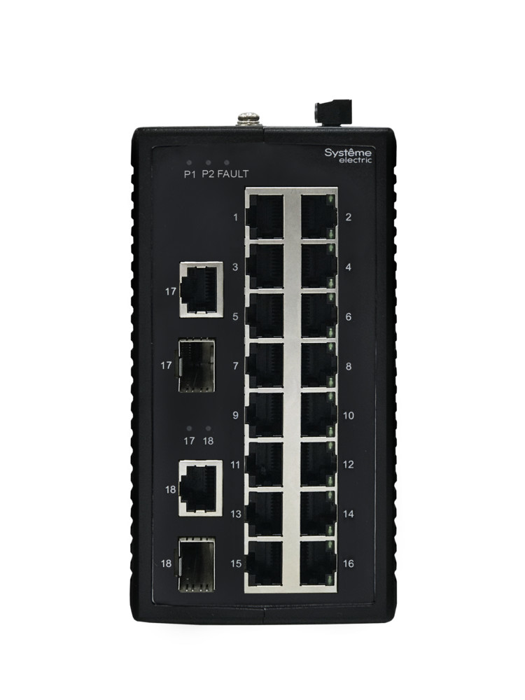 Неуправляемый промышленный коммутатор Ethernet, 16x10/100BaseT, 2x100/1000BaseX SFP