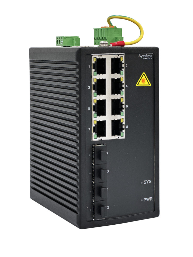 Управляемый промышленный коммутатор Ethernet L2, 8x10/100/1000BaseT, 4x100/1000BaseX SFP