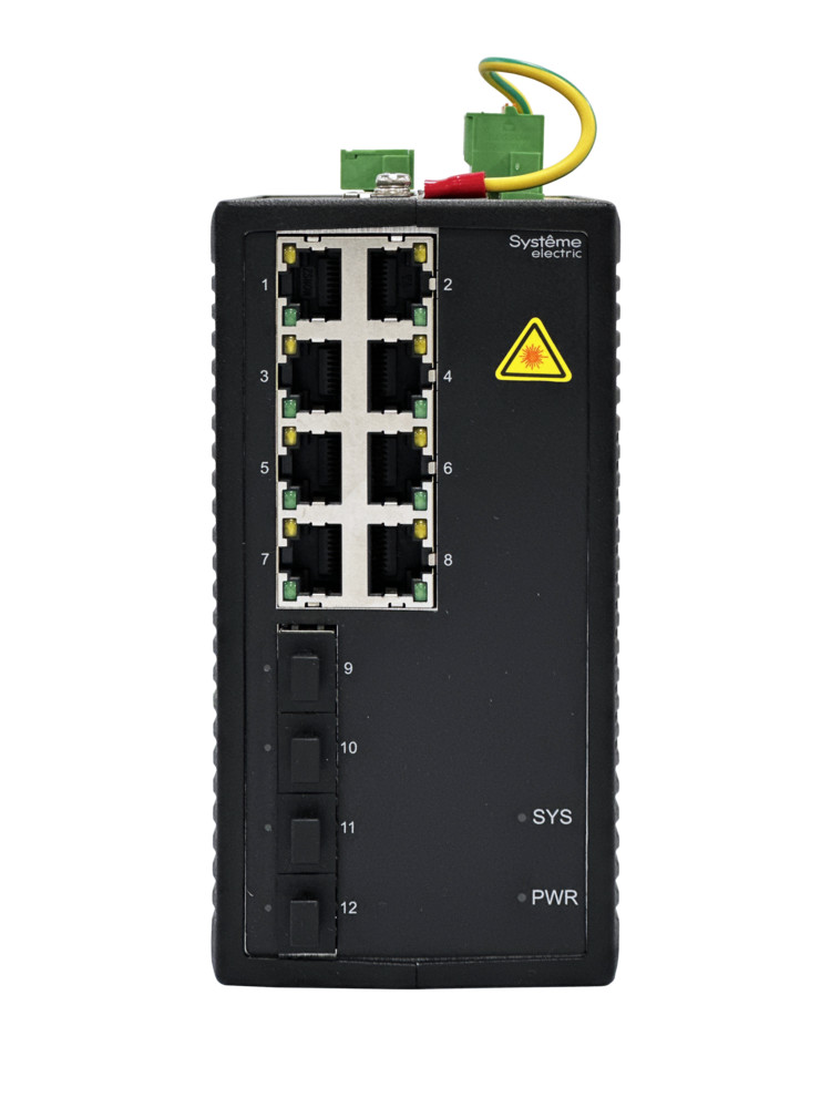 Управляемый промышленный коммутатор Ethernet L2, 8x10/100/1000BaseT, 4x100/1000BaseX SFP