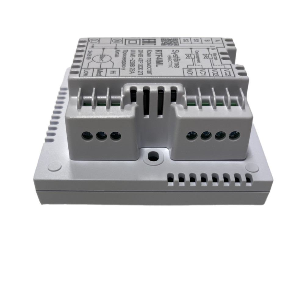 Термостат комнатный цифровой, О/Н/В/А для 4тр 3ск FCU и 2-поз.клап, 1UI 5DO Modbus ~230В BS бел