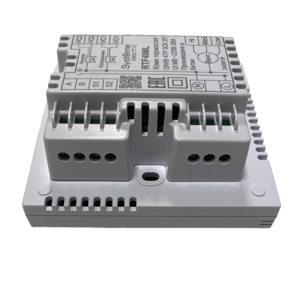 Термостат комнатный цифровой, О/Н/В/А для 4тр 3ск FCU и 2-поз.клап, 1UI 5DO Modbus ~230В BS бел