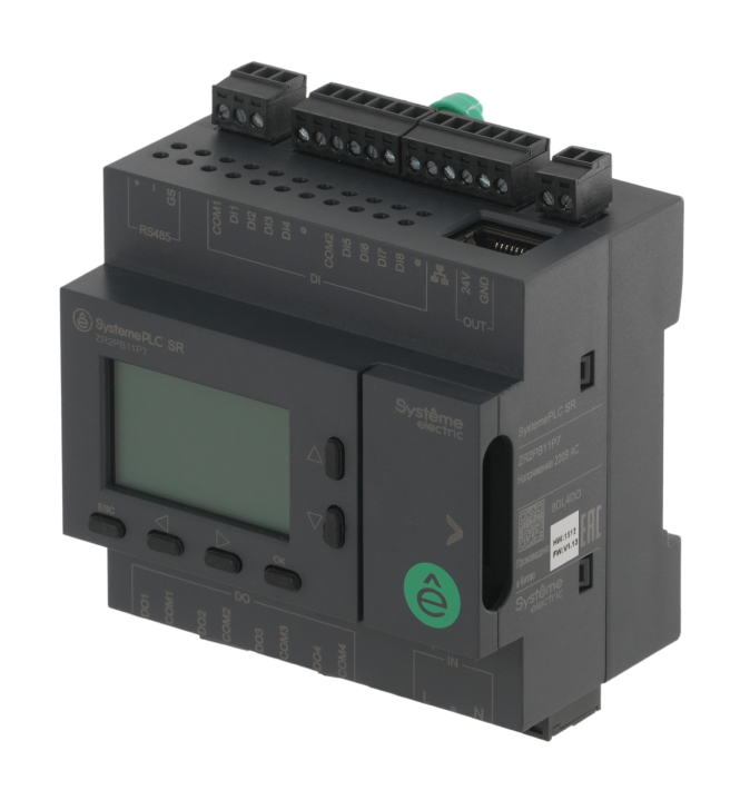 Интеллектуальное реле SR2; 220 VAC; дисплей, 12 IO: 8 DI, 4 DO (реле), 1xRS485, 1xRJ45