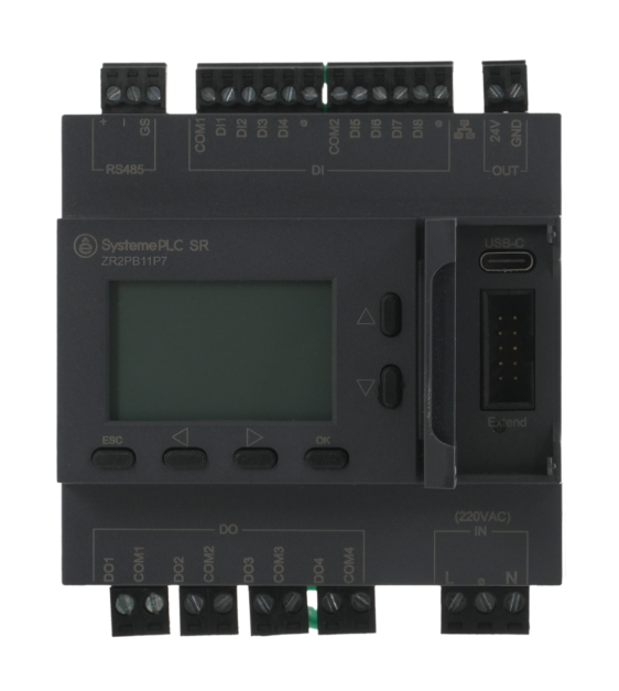 Интеллектуальное реле SR2; 220 VAC; дисплей, 12 IO: 8 DI, 4 DO (реле), 1xRS485, 1xRJ45