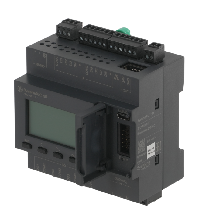 Интеллектуальное реле SR2; 220 VAC; дисплей, 12 IO: 8 DI, 4 DO (реле), 1xRS485, 1xRJ45