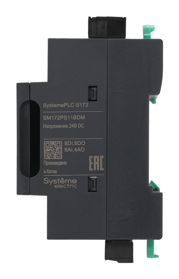 ПЛК S172; 24 VDC; дисплей; 28 IO: 8 DI, 8 DO (6 реле, 2 SSR), 8 AI, 4 AO, 2xRS485, 1xRJ45
