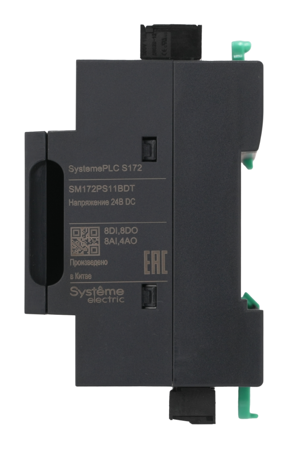 ПЛК S172; 24 VDC; дисплей; 28 IO: 8 DI, 8 DO (транзистор), 8 AI, 4 AO; 2xRS485, 1xRJ45