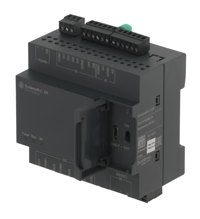 Интеллектуальное реле SR1; 24 VDC; 12 IO: 6 DI, 4 DO (реле); 2 AI; 1xRS485