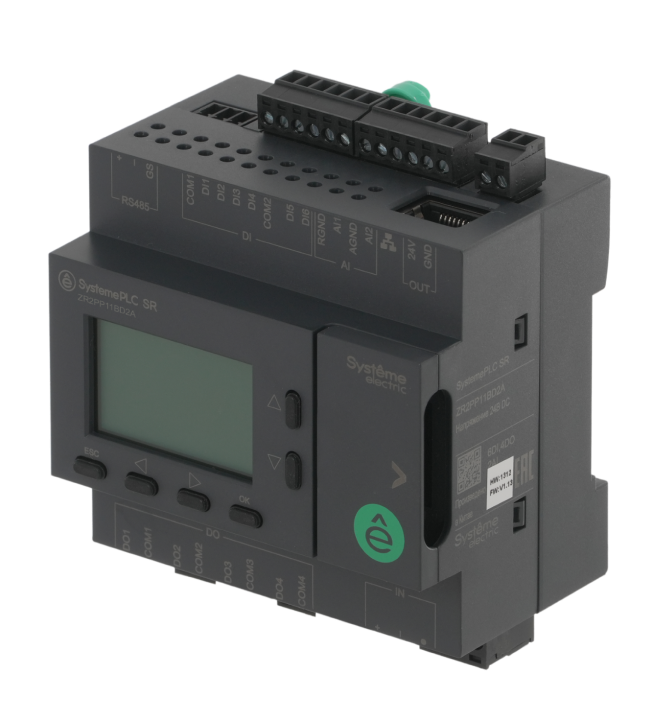 Интеллектуальное реле SR2; 24 VDC; дисплей; 12 IO: 6 DI, 4 DO (реле); 2 AI; 1xRS485, 1xRJ45