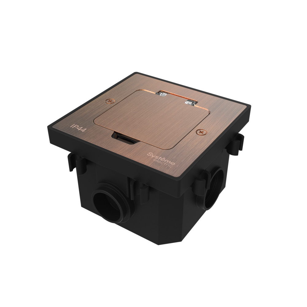 MultiDesk Лючок на 2 модуля IP44 с монтажной коробкой для бетонных полов МЕДЬ, тип MDK20