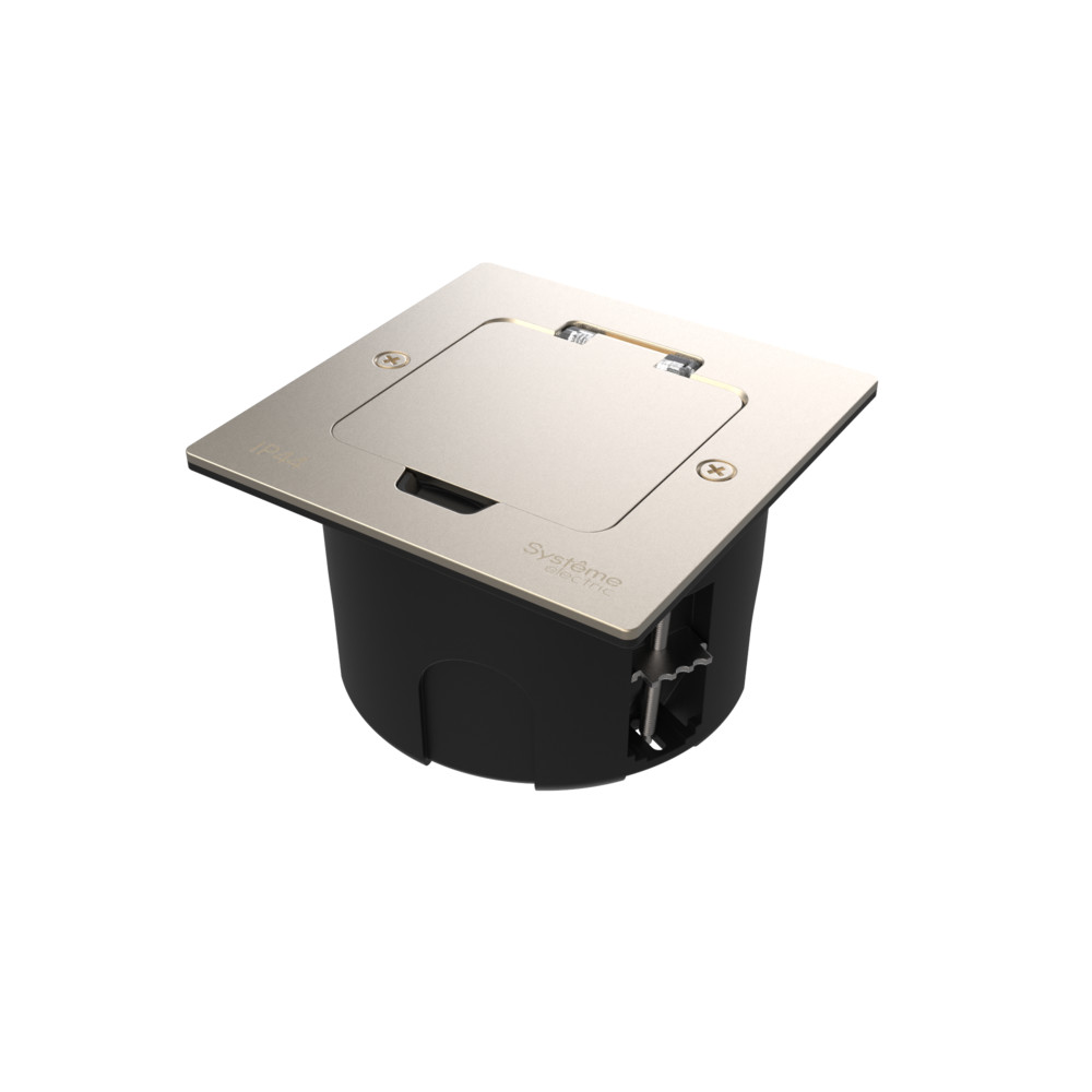 MultiDesk Лючок с розеткой 2К+З, 16А/250В, IP44 с коробкой д/стены,фальшпола,стола Никель тип MDK21