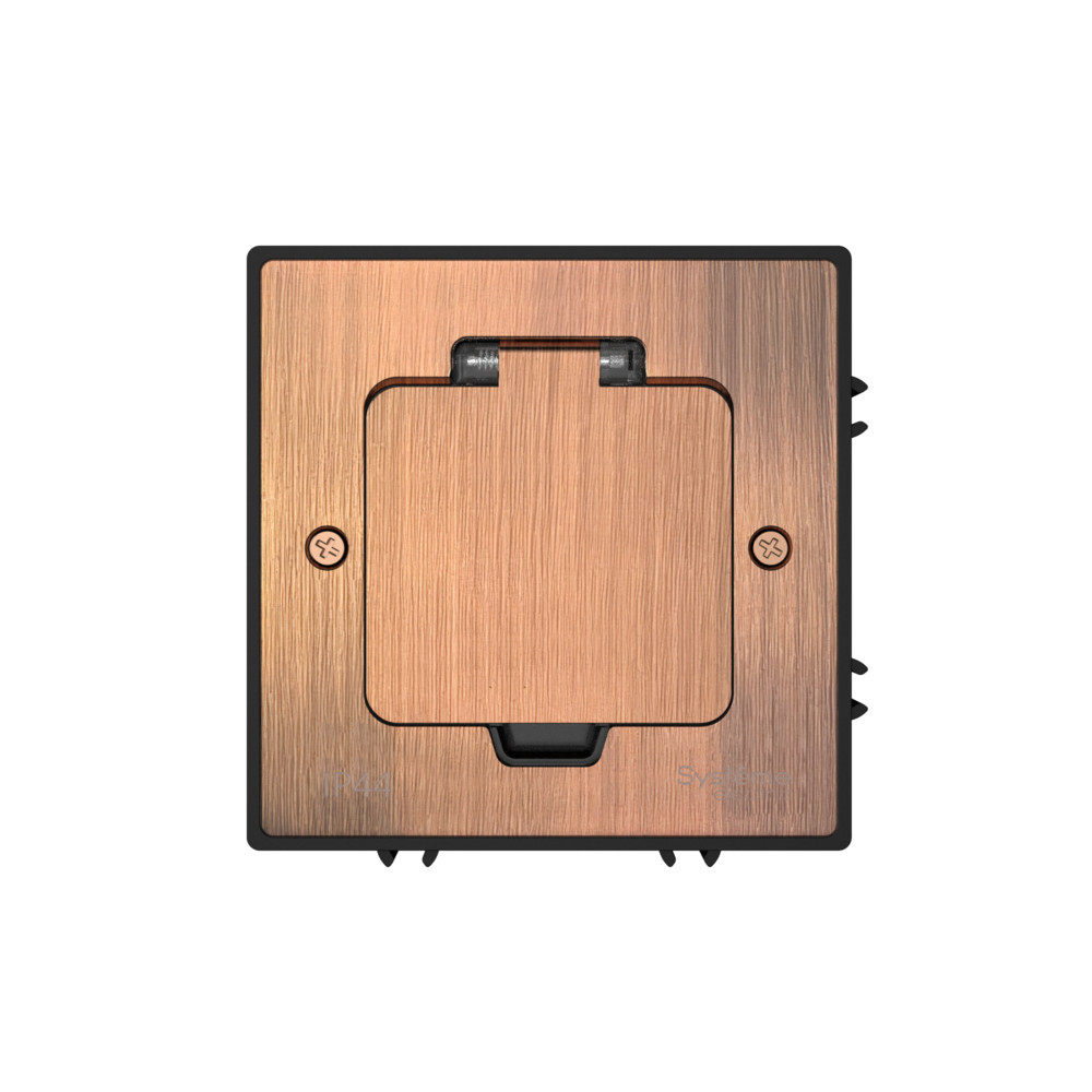 MultiDesk Лючок с розеткой 2К+З, 16А/250В, IP44 с коробкой для бетонных полов Медь, тип MDK21