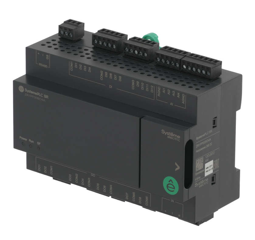 Интеллектуальное реле SR1; 24 VDC; 24 IO: 12 DI, 8 DO (реле); 4 AI; 1xRS485