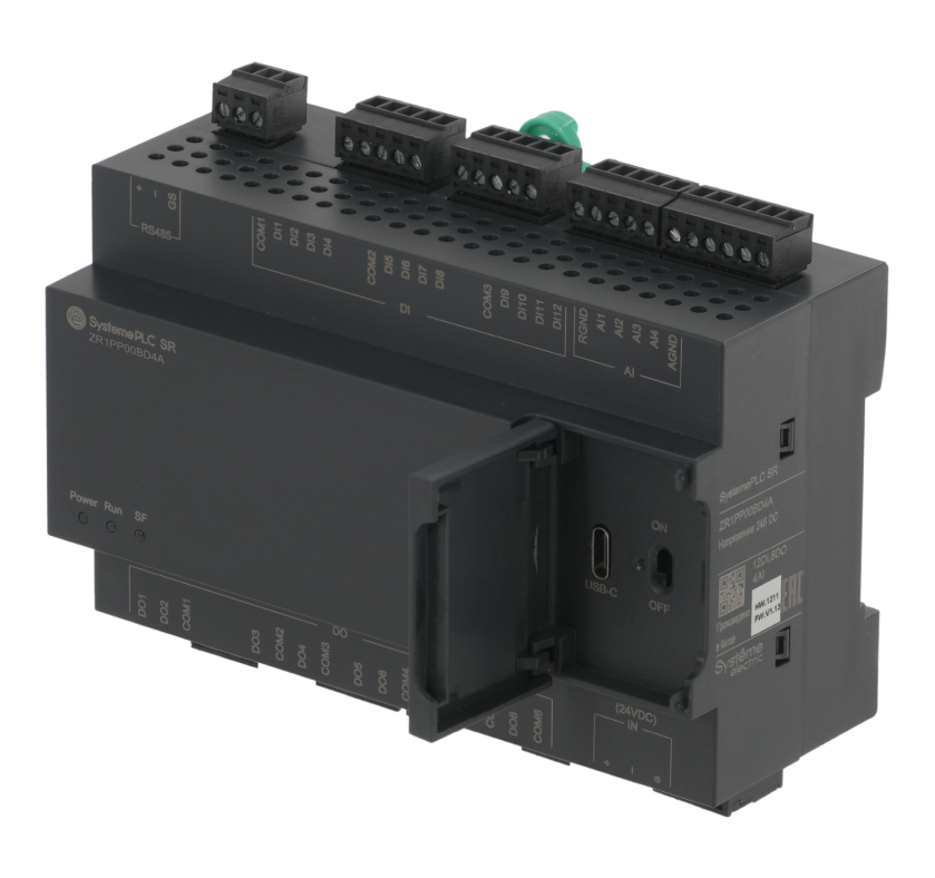 Интеллектуальное реле SR1; 24 VDC; 24 IO: 12 DI, 8 DO (реле); 4 AI; 1xRS485