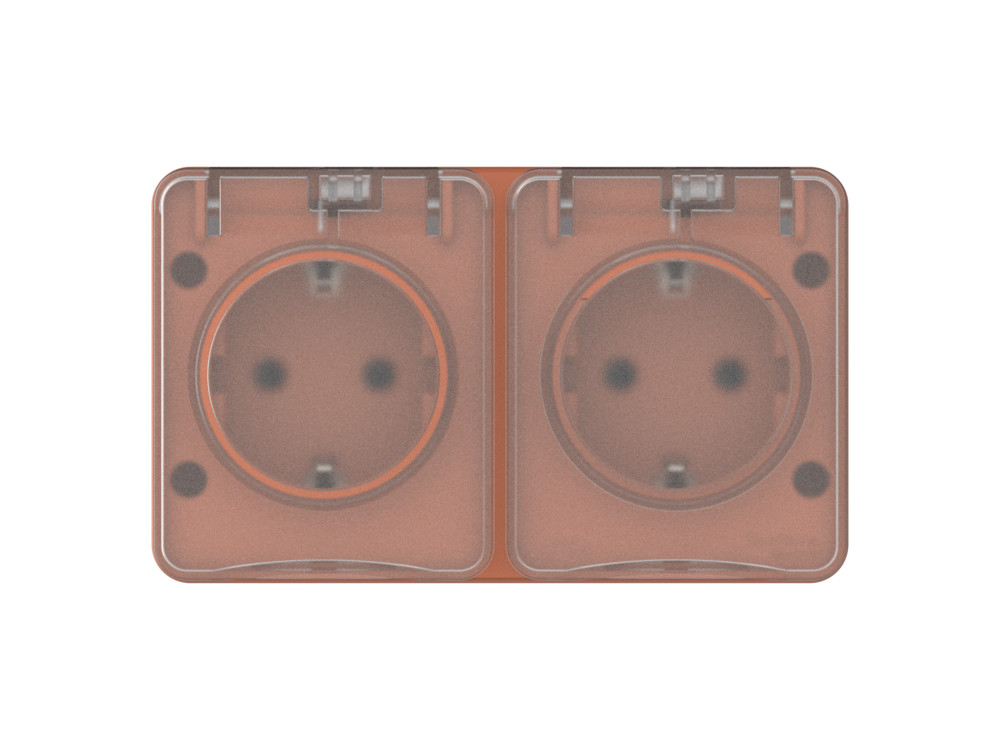 Розетка "AtlasDеsign" IP54 О/У с ЗазК. 2м.(250В,16А, защит.шторки)