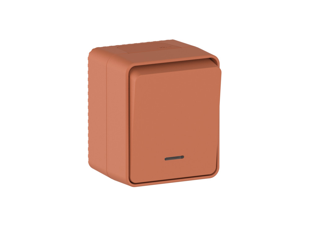 Выключатель "AtlasDеsign" IP54 О/У 1кл. с подсв. (250В, 10АХ)