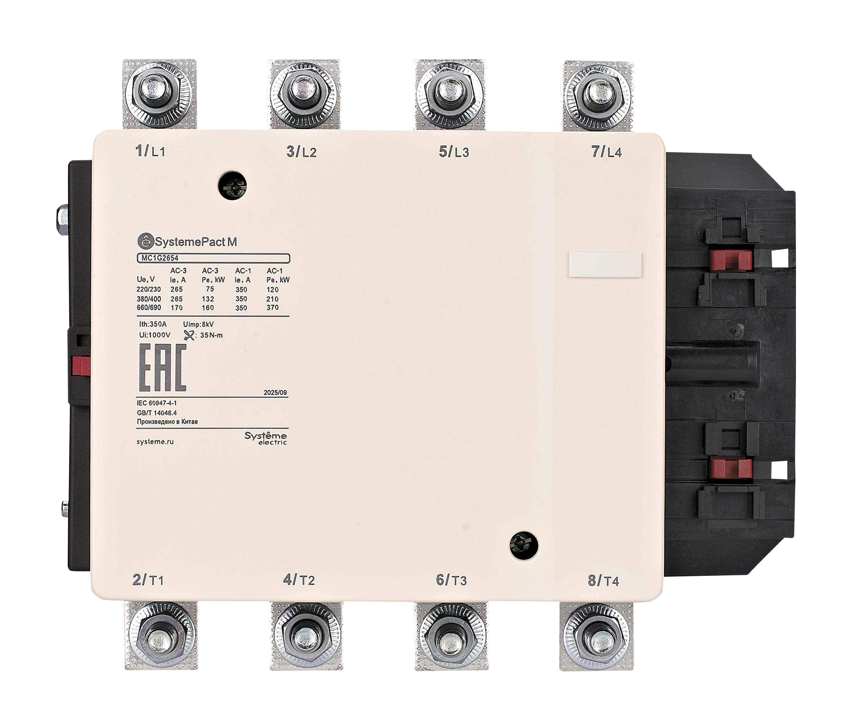 КОНТАКТОР MC1G 4P (4НО) AC1 350A 440В 50/60ГЦ