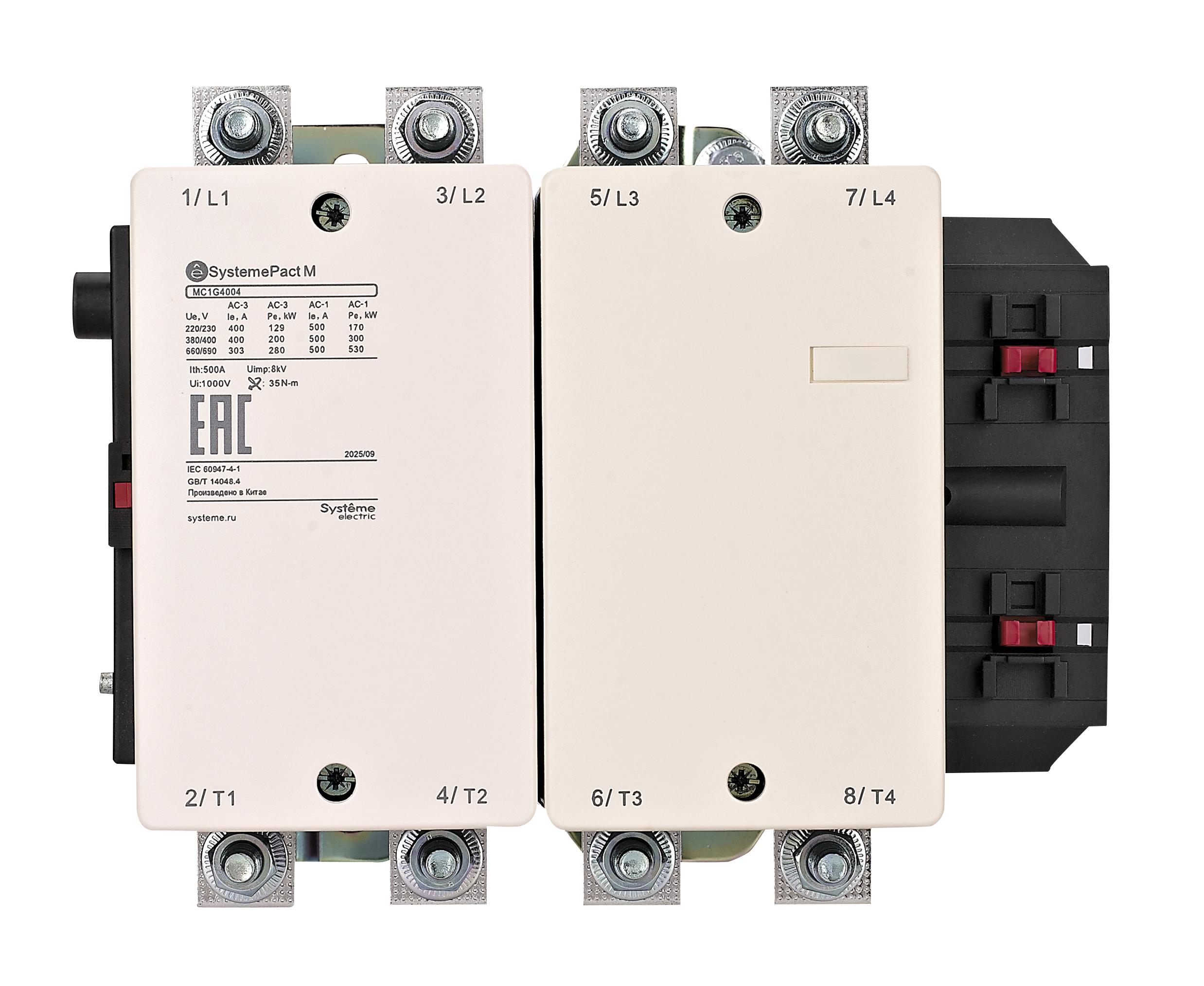 КОНТАКТОР MC1G 4P (4НО) AC1 700A 220/230В 50/60ГЦ