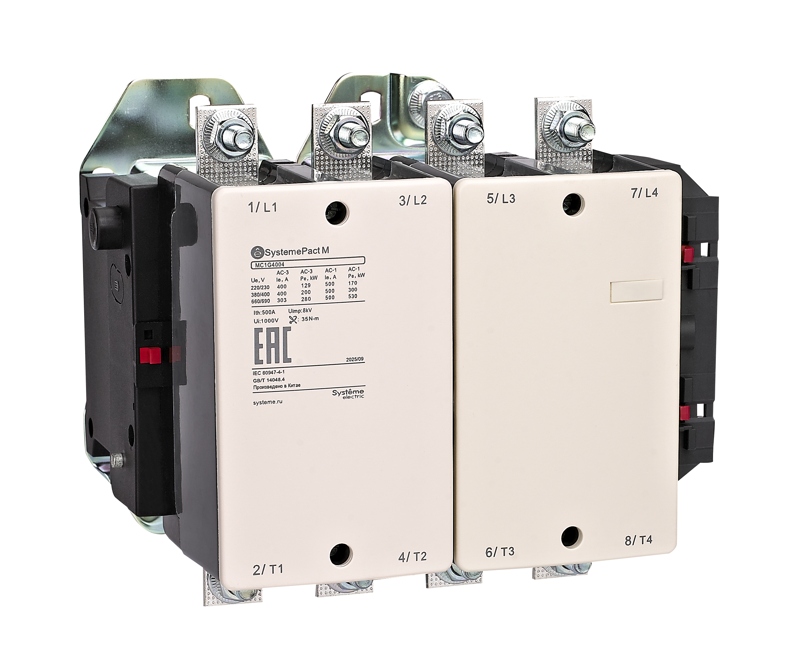КОНТАКТОР MC1G 4P (4НО) AC1 700A 220/230В 50/60ГЦ