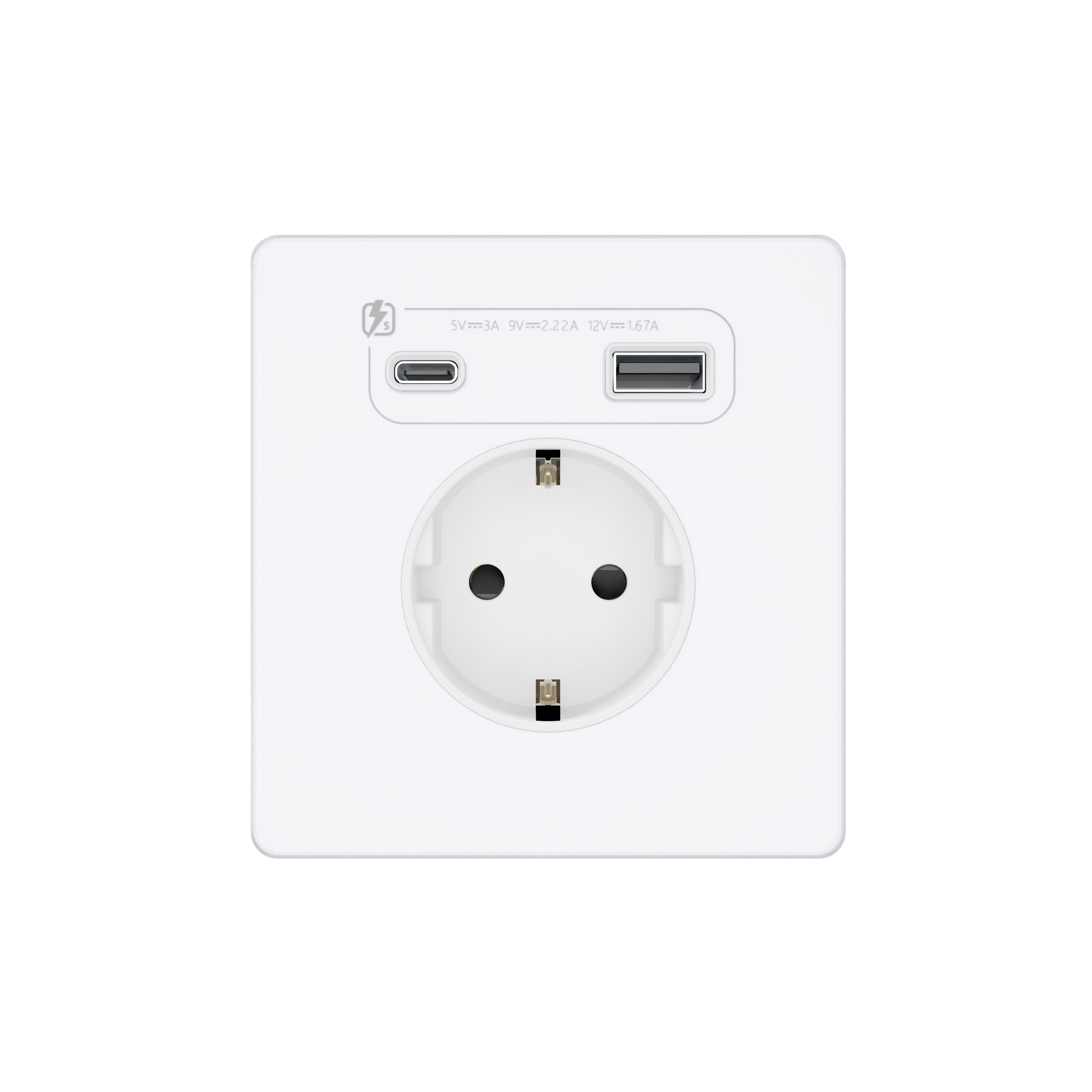 Systeme Infinity, Розетка С/У с ЗК и зар.устр.USB А+С 20Вт (250В, 16А, защ.шторки), Арктический лед