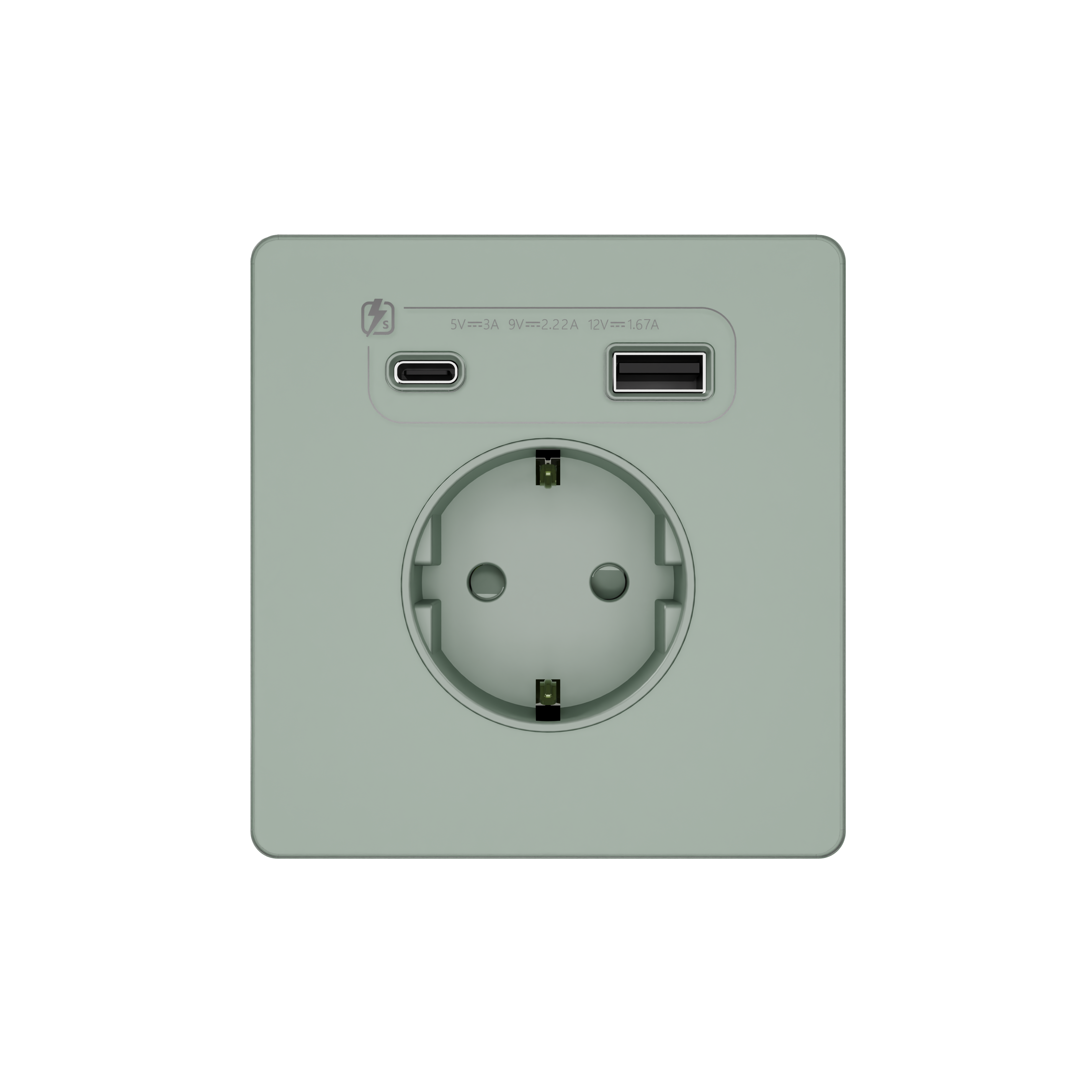 Systeme Infinity, Розетка С/У с ЗК и зар.устр.USB А+С 20Вт (250В, 16А, защит.шторки), Таежное утро