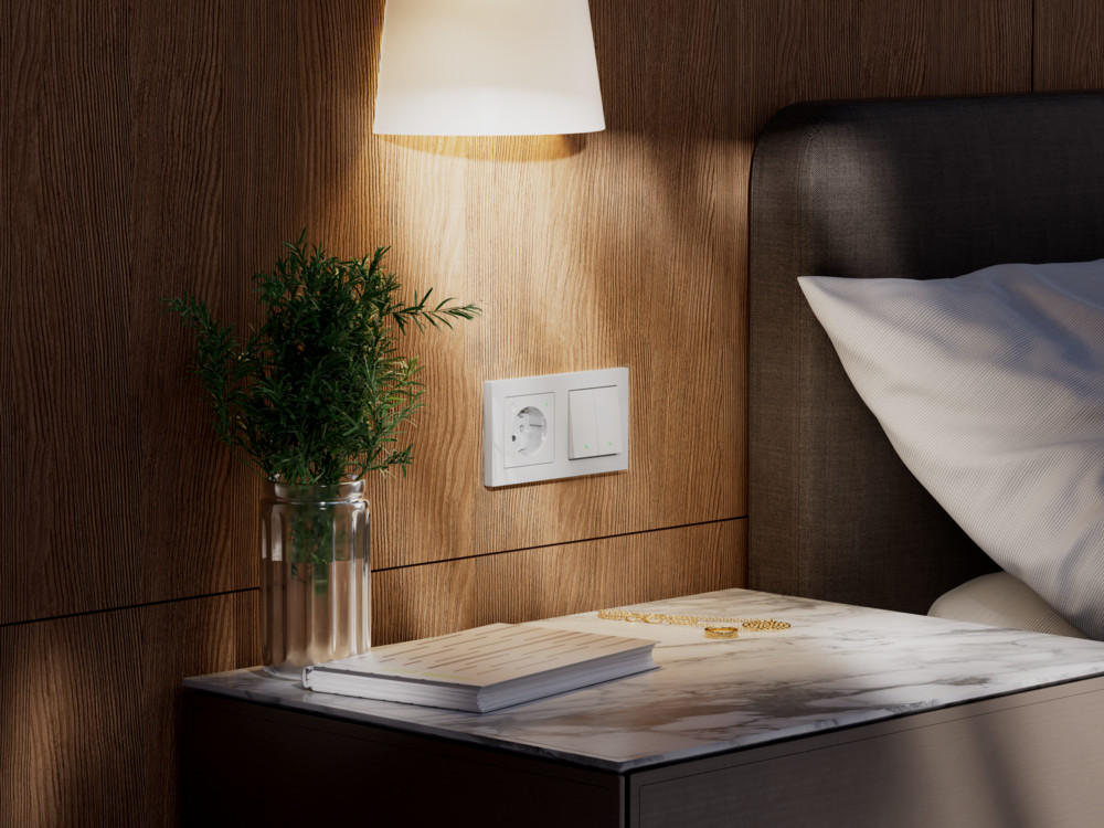ATLASDESIGN SMART 2-кл. ВЫКЛЮЧАТЕЛЬ с подсв., Zigbee, сх.5, L+N, 10А, мех., БЕЛЫЙ