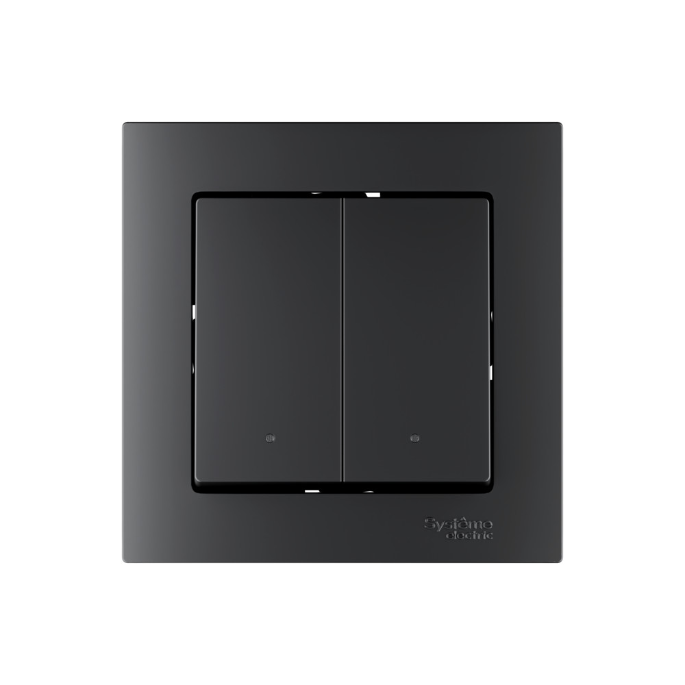ATLASDESIGN SMART 2-кл. ВЫКЛЮЧАТЕЛЬ с подсв., Zigbee, сх.5, L+N, 10А, мех., КАРБОН