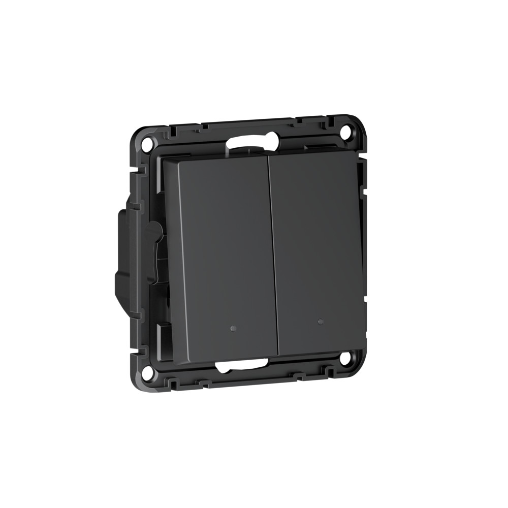 ATLASDESIGN SMART 2-кл. ВЫКЛЮЧАТЕЛЬ с подсв., Zigbee, сх.5, L+N, 10А, мех., КАРБОН