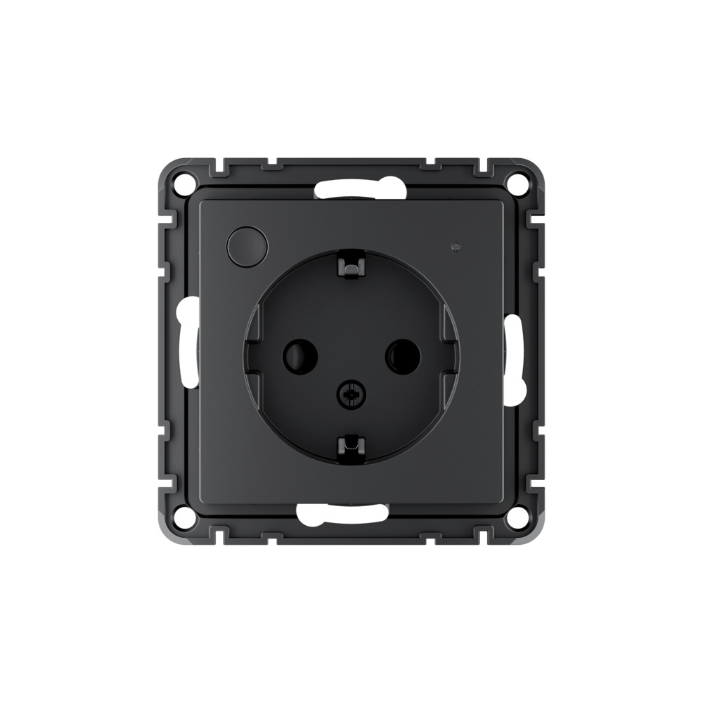 ATLASDESIGN SMART РОЗЕТКА с заземл., со шт., Zigbee, L+N, 16А, мех., КАРБОН