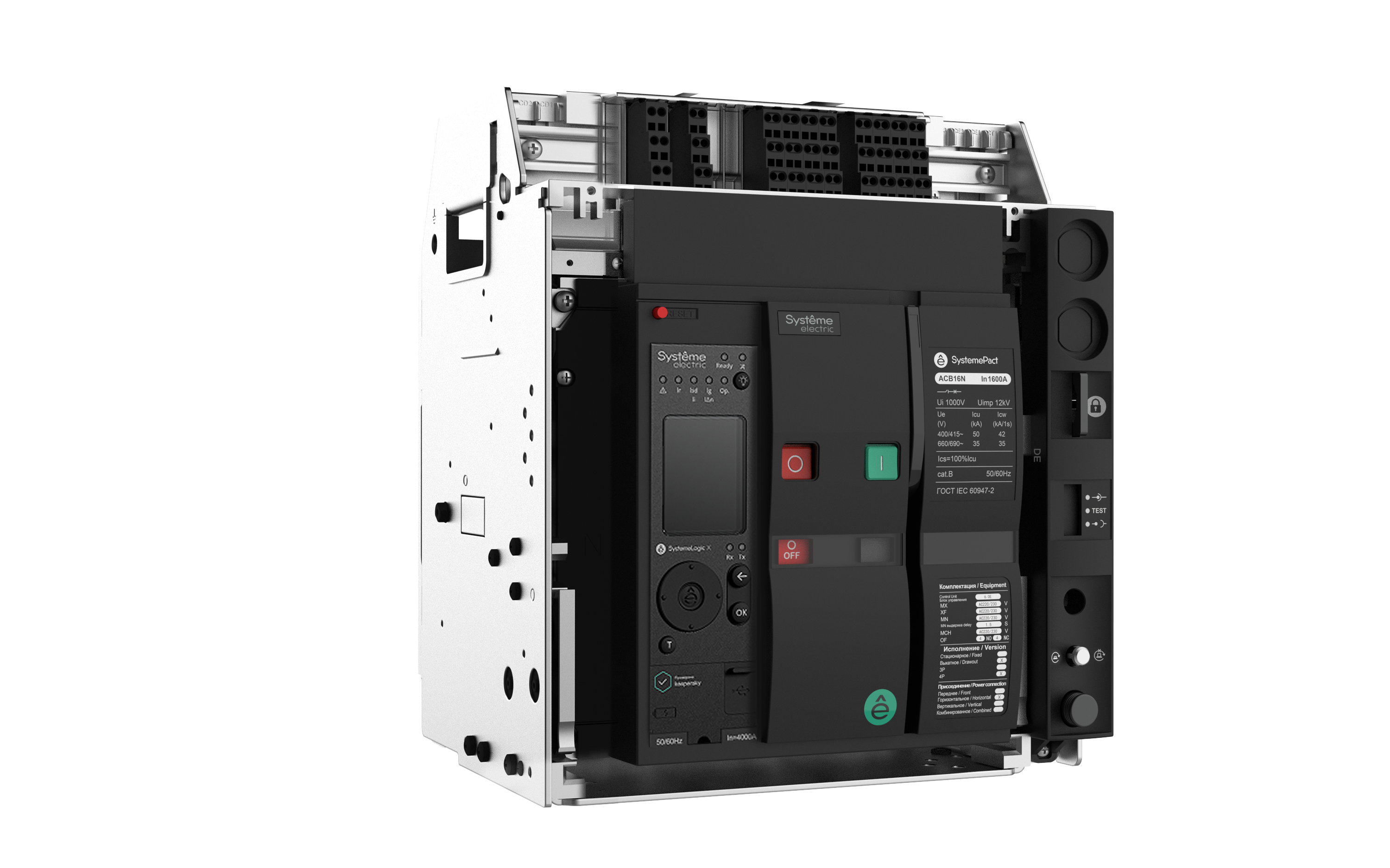 ВОЗДУШНЫЙ АВТ.ВЫКЛ.SYSTEMEPACT ACB16N 1000A 3P SLX ВЫК,ГП MCH+MX+XF AC230V