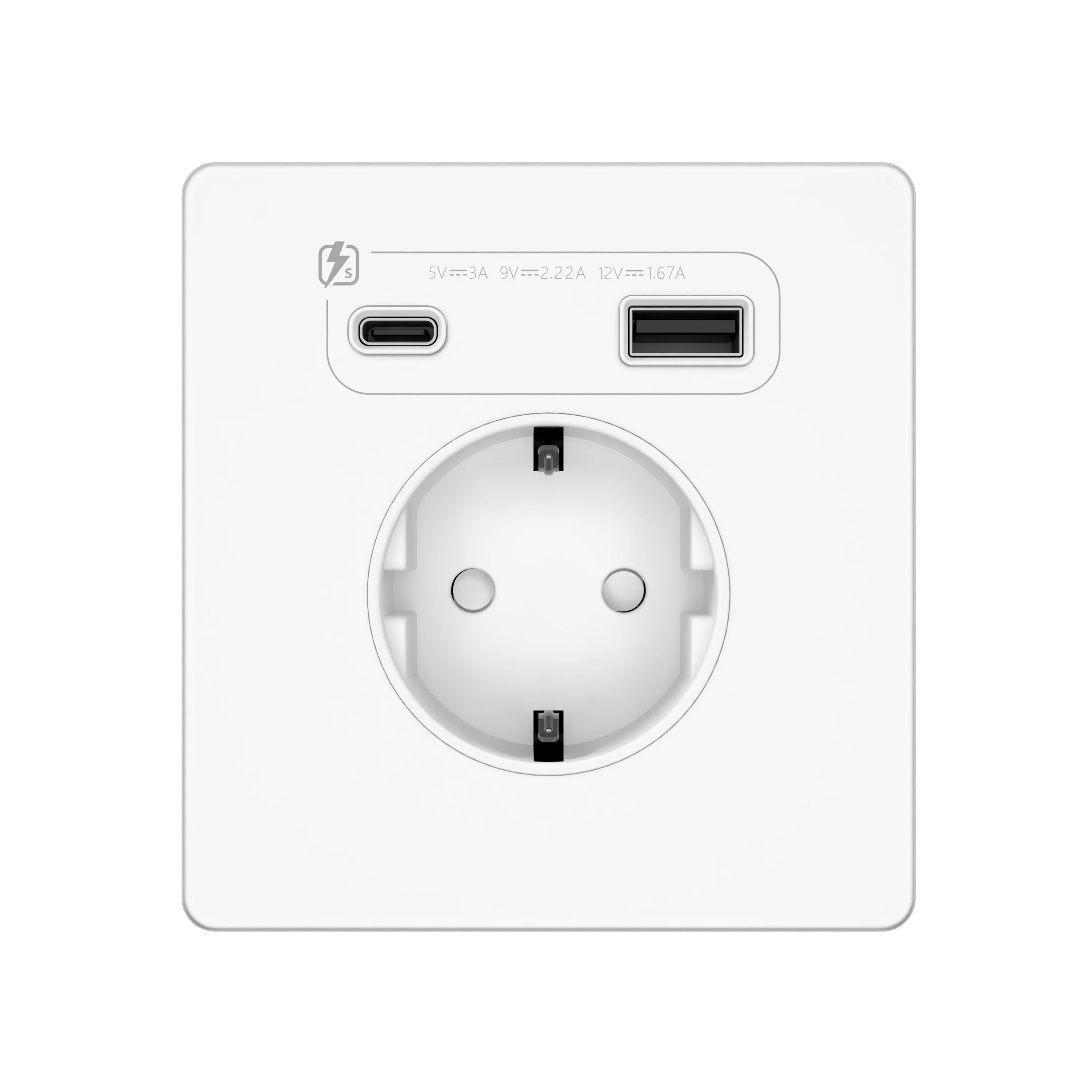 Розетка с ЗК и зар.устр.USB А+С 20Вт (250В, 16А, защит.шторки)